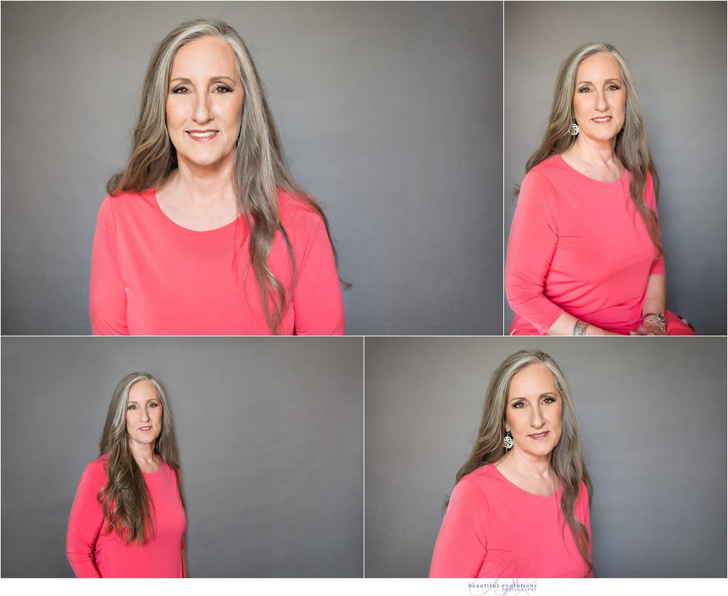 head shots on grey background
