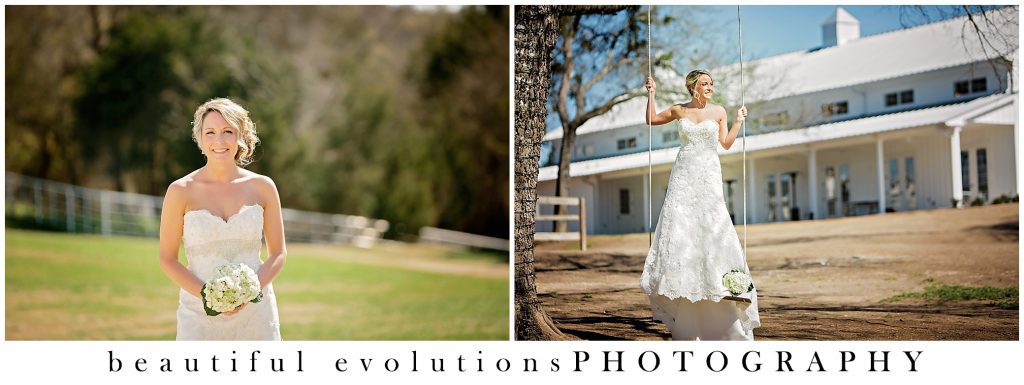 bride outdoors on swing